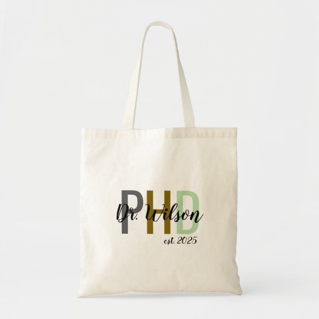 Personalized Ph.d Graduation Tote Bag, Custom Doct Bag (Front)