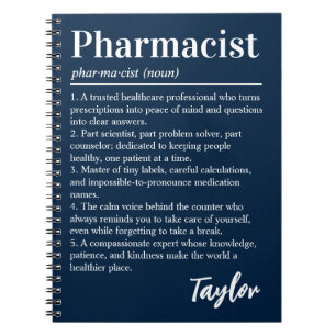 Personalized Pharmacist Definition Dark Navy Gift Notebook