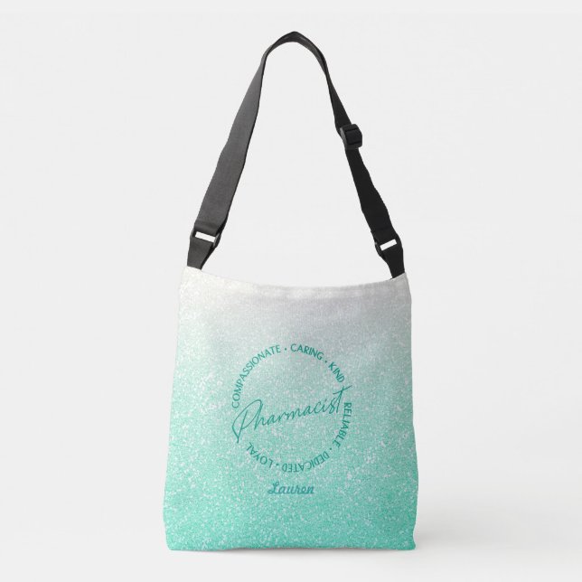  Personalized  Pharmacist Green Glitter Tote Bag (Front)