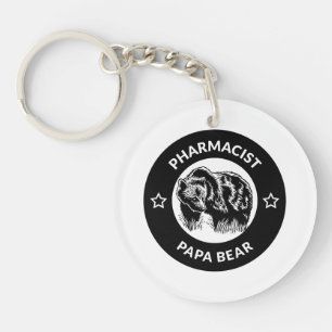 Personalized Pharmacist Papa Bear Keychain