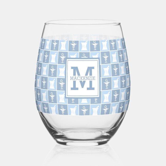 Personalized Pharmacist Pharmacy Tech Stemless Wine Glass (Front)