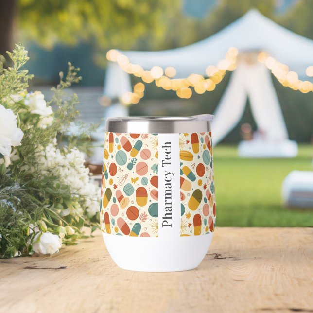 Personalized Pharmacy Boho Stemless Wine Tumbler (Wedding)