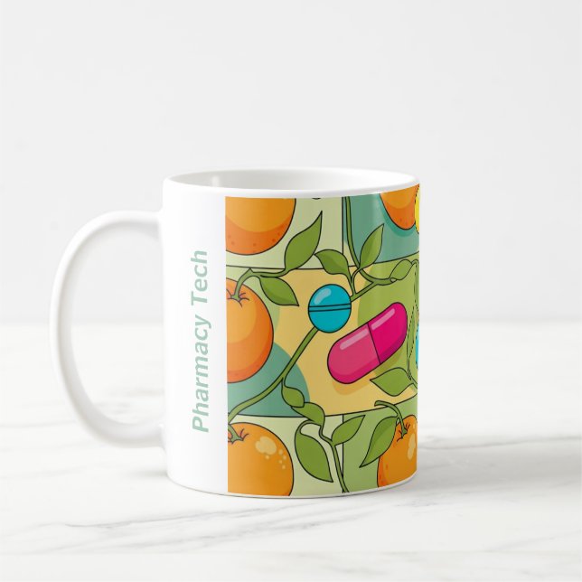 Personalized Pharmacy Mug Oranges and Vines (Left)