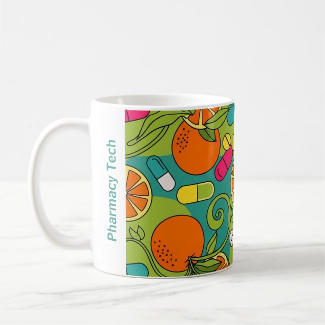 Personalized Pharmacy Mug Retro Oranges (Left)