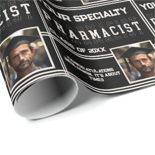 Personalized Pharmacy Name Graduation Year Photo Wrapping Paper