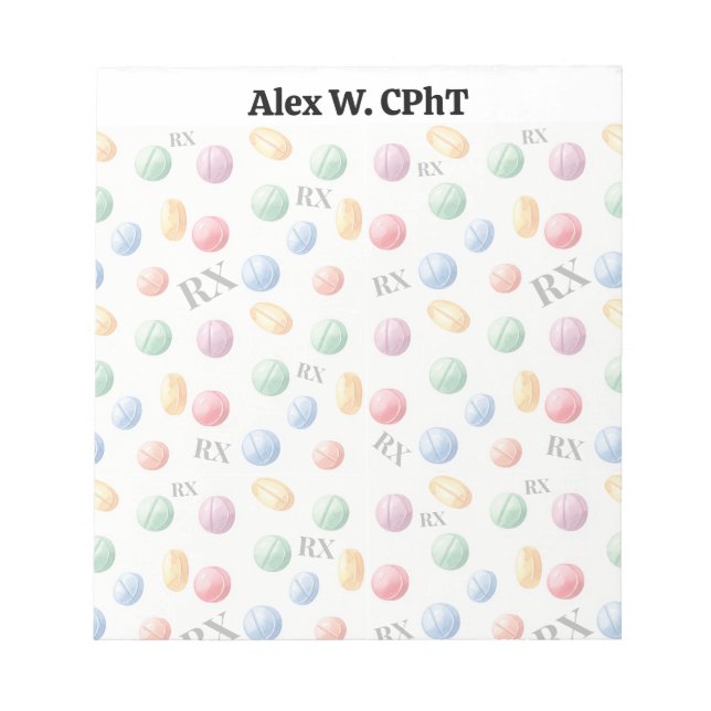 Personalized Pharmacy Notepad Custom CPhT 5.5x6" (Front)