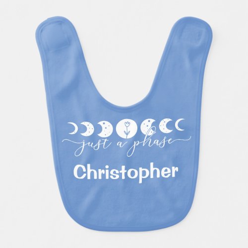 Personalized Phases of the Moon Just a Phase Cute  Baby Bib