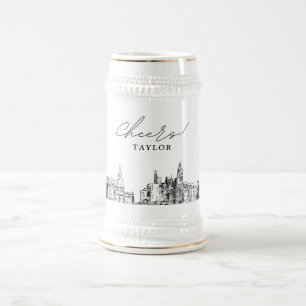 Personalized Philadelphia Gift Skyline Beer Stein