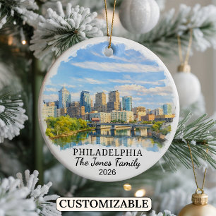 Personalized Philadelphia Ornament, Pennsylvania Ceramic Ornament