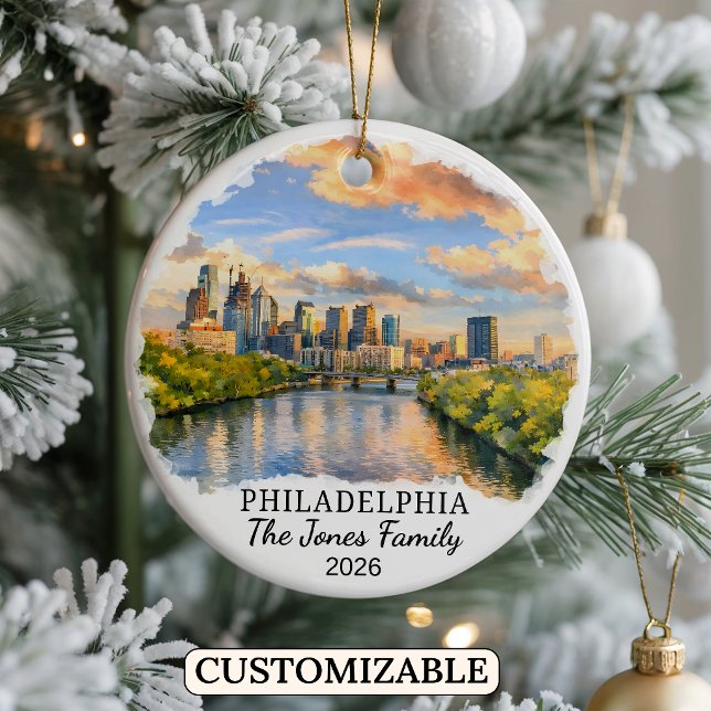 Personalized Philadelphia Ornament, Pennsylvania Ceramic Ornament (Creator Uploaded)