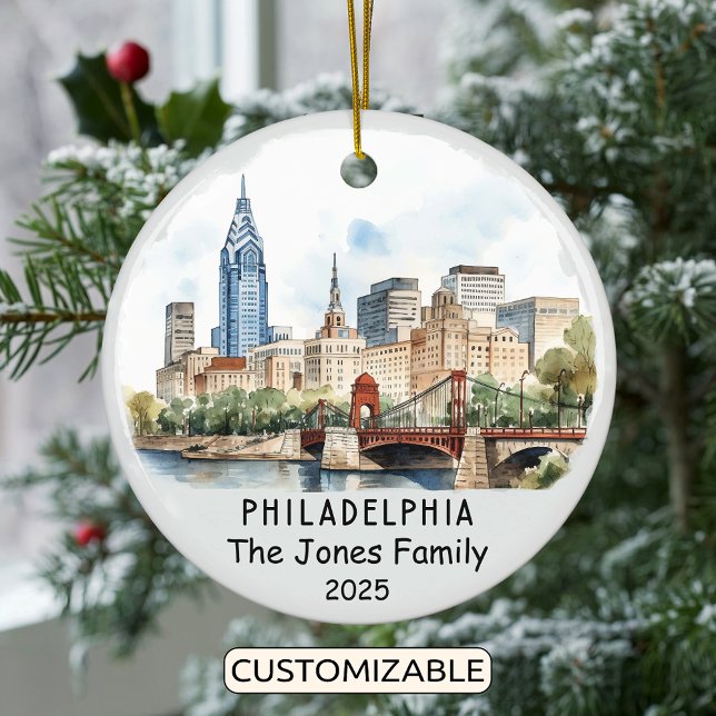 Personalized Philadelphia Ornament, Pennsylvania Ceramic Ornament (Creator Uploaded)