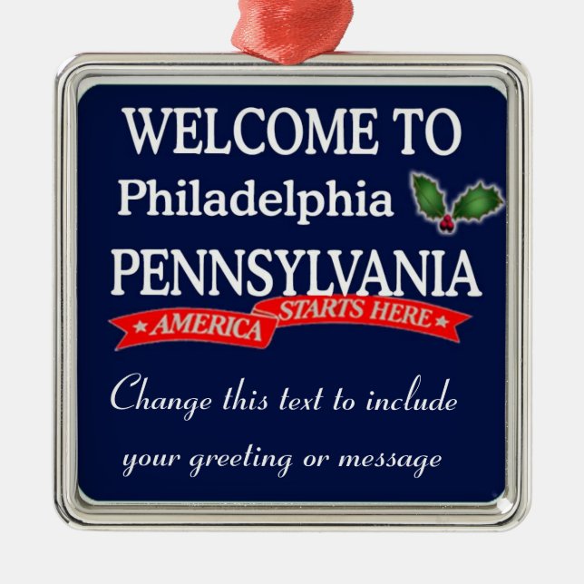 Personalized Philadelphia PA Christmas Ornament (Front)