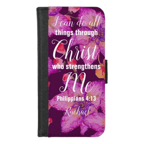 Personalized Philippians 413 Bible Verse Floral iPhone 87 Wallet Case