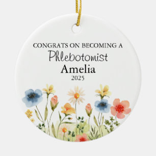 Personalized Phlebotomist Ornament, Graduation Ceramic Ornament
