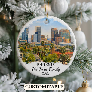 Personalized Phoenix Ornament, Custom Arizona Ceramic Ornament
