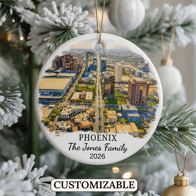 Personalized Phoenix Ornament, Custom Arizona Ceramic Ornament (Creator Uploaded)