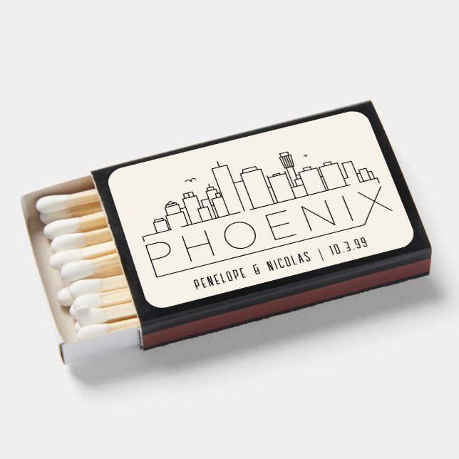 Personalized Phoenix Wedding Favor Matchboxes (Front Open)
