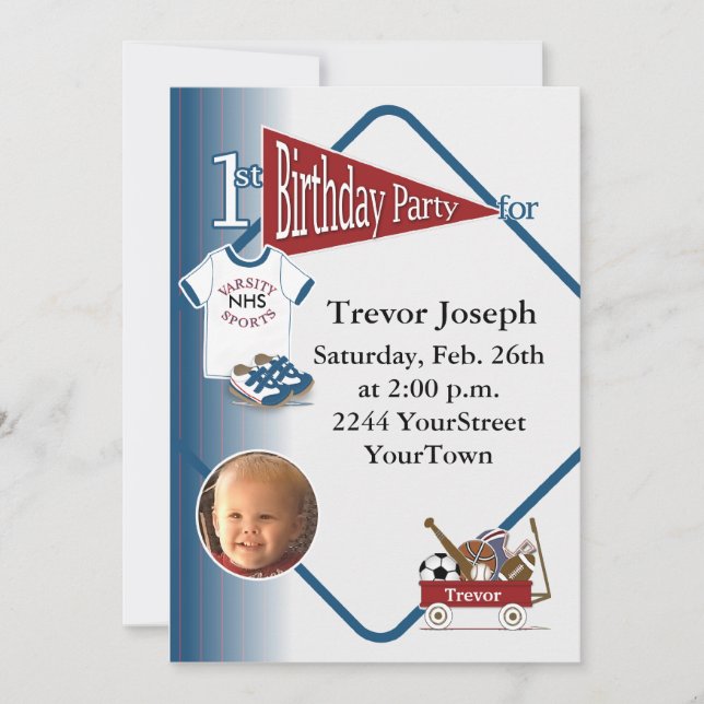 Personalized Photo 1st Birthday Invitation (Front)
