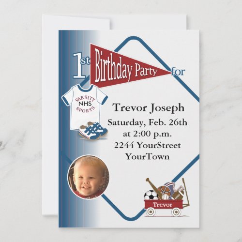 Personalized Photo 1st Birthday Invitation