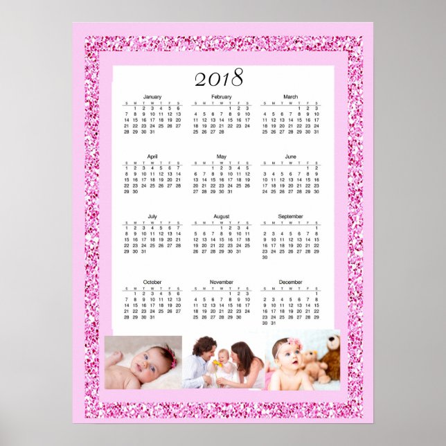 Personalized Photo 2018 Calendar Poster (Front)