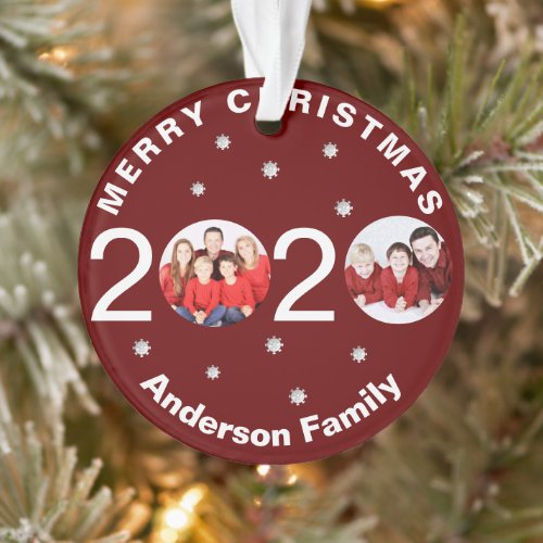 Personalized Photo 2020 Covid Christmas Tree Ornament