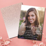 Personalized Photo 21st Birthday Party Rose Gold Invitation<br><div class="desc">Girly rose gold glitter twenty first birthday invitation featuring a custom photo invite template that is easy to personalize.
To resize and position your photo,  click on the "CUSTOMIZE IT" button.</div>