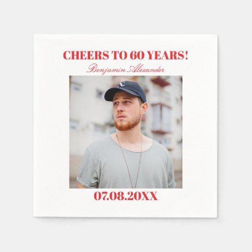 Personalized Photo 30th 40th 50th 60th 70 Birthday Napkins