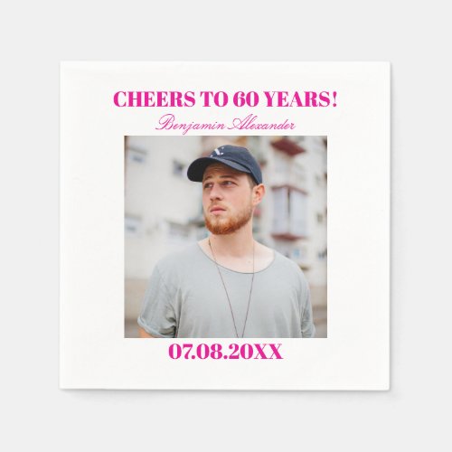 Personalized Photo 30th 40th 50th 60th 70 Birthday Napkins