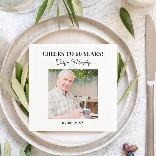 Personalized Photo 30th 40th 50th 60th 70 Birthday Napkins (Creator Uploaded)