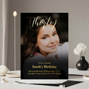 Personalized Photo 30th Birthday Invitation  Foil Invitation