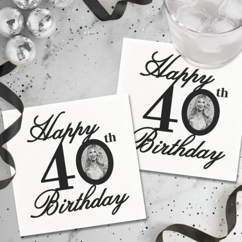 Personalized Photo 40th Birthday Party Napkins