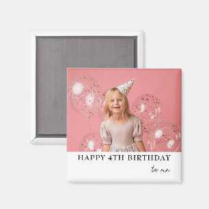 Personalized Photo 4th Birthday Party Favor Custom Magnet