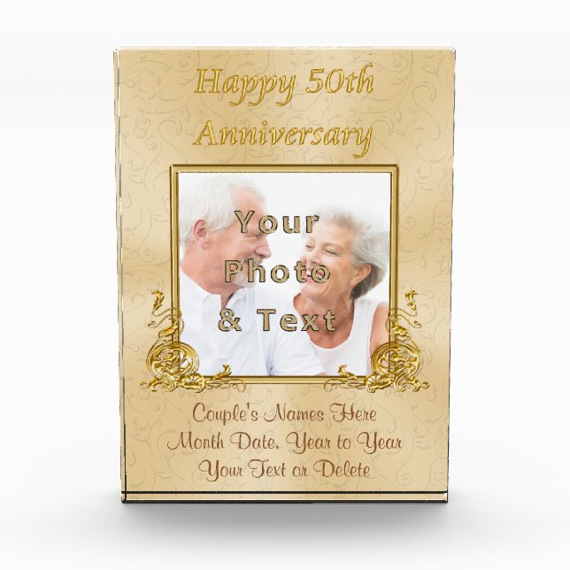 Personalized Photo 50th Wedding Anniversary Plaque (Front)