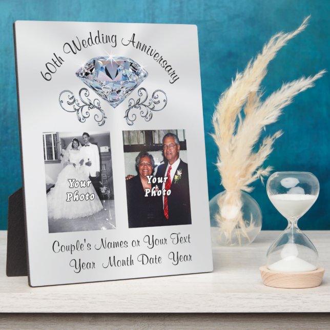 Personalized Photo 60th Anniversary Gift Plaque (Side)