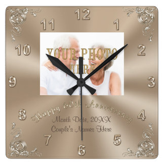 PERSONALIZED PHOTO 60th Wedding Anniversary Clock