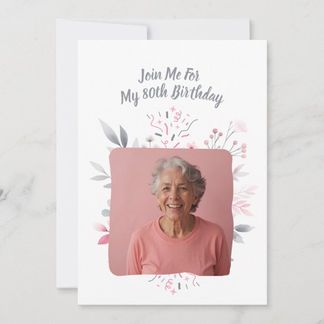 Personalized Photo 80 Years Custom 80th Birthday Invitation (Front)