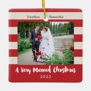 Personalized Photo, A Very Married Christmas Ceramic Ornament