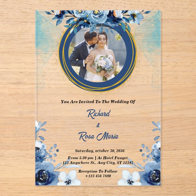 Personalized Photo Acrylic Wedding Invitations  (Front)
