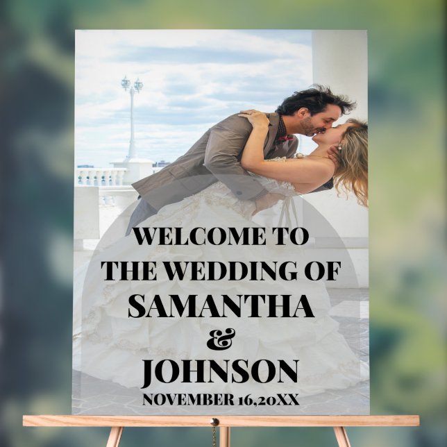 Personalized Photo Acrylic Wedding Welcome Sign (Neutral)