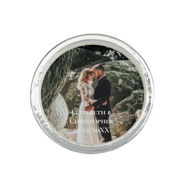 Personalized Photo Add Your Own Photo Silver  Ring (Front)