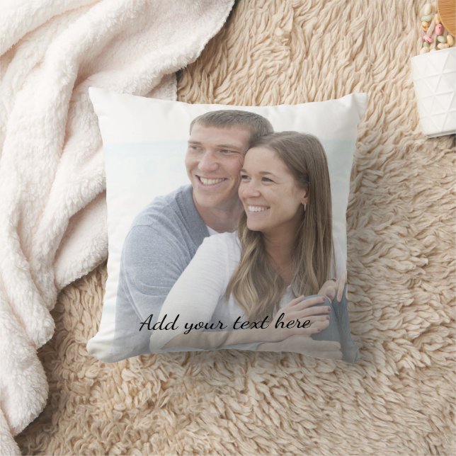 Personalized Photo Add Your Text Throw Pillow (Blanket)