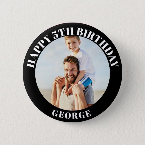 Personalized Photo Age and Name Birthday Button
