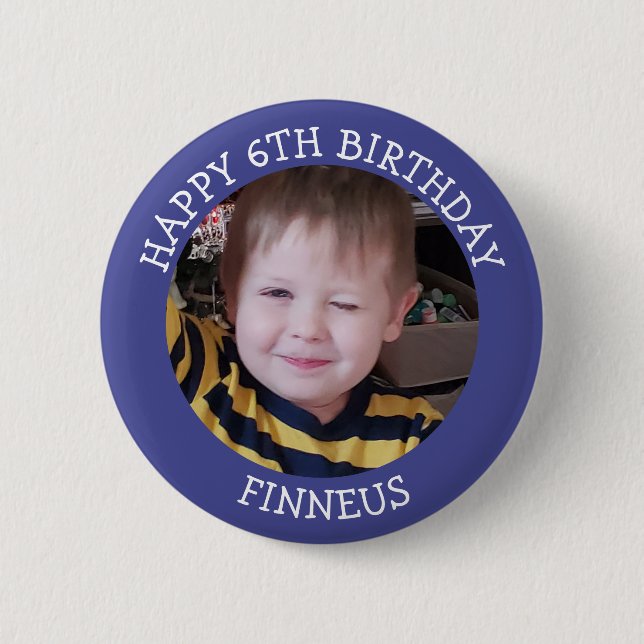 Personalized Photo, Age and Name Birthday  Button (Front)