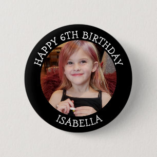 Personalized Photo, Age and Name Birthday  Button