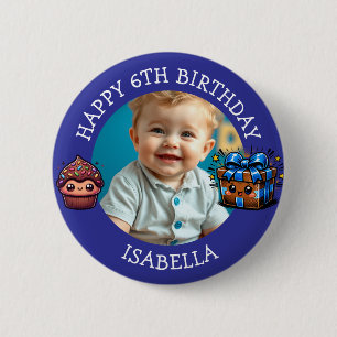 Personalized Photo, Age and Name Birthday   Button