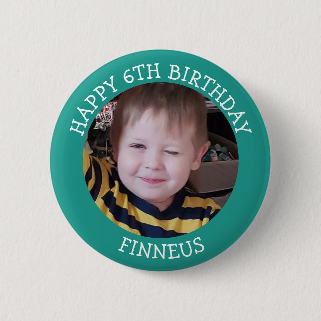 Personalized Photo, Age and Name Birthday    Button (Front)