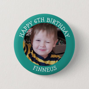 Personalized Photo, Age and Name Birthday Button