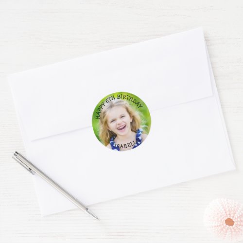 Personalized Photo Age and Name Birthday Classic Classic Round Sticker