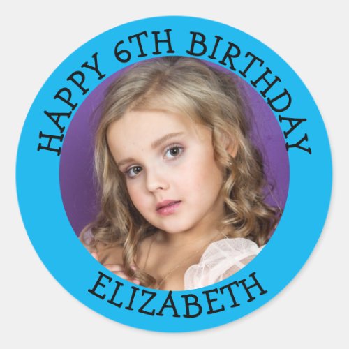 Personalized Photo Age and Name Birthday Classic Round Sticker