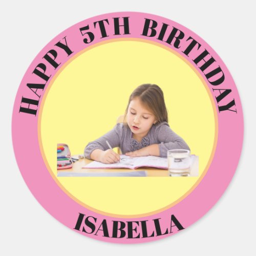 Personalized Photo Age and Name Birthday Classic Round Sticker